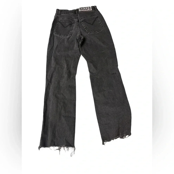 The Ragged Priest Jeans Faded Black High Rise Crop Straight Metal Rings Size 26 - Picture 4 of 9